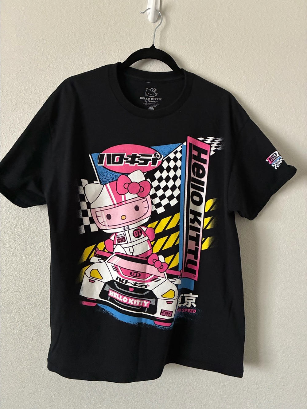 Hello Kitty “Tokyo Speed”Racing Graphic Tee - Black & Pink - Size Large